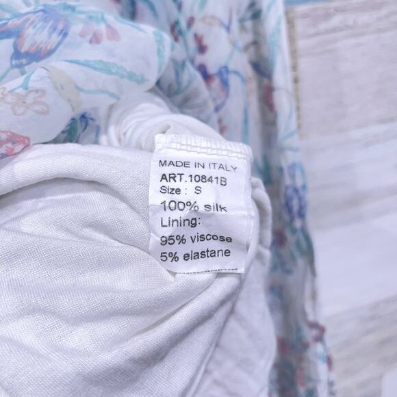 Viola Borghi Silk Floral Sheer Overlay Off The Shoulder Top Italy Womens Small - Picture 6 of 6